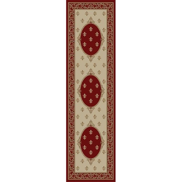 Concord Global 2 ft. 3 in. x 7 ft. 7 in. Jewel Fleur De Lys Medallion - Red 63102